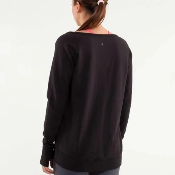 Lululemon Meditate Pullover Sweatshirt Size 10 Black Cotton Fleece Long Sleeve - Picture 2 of 5